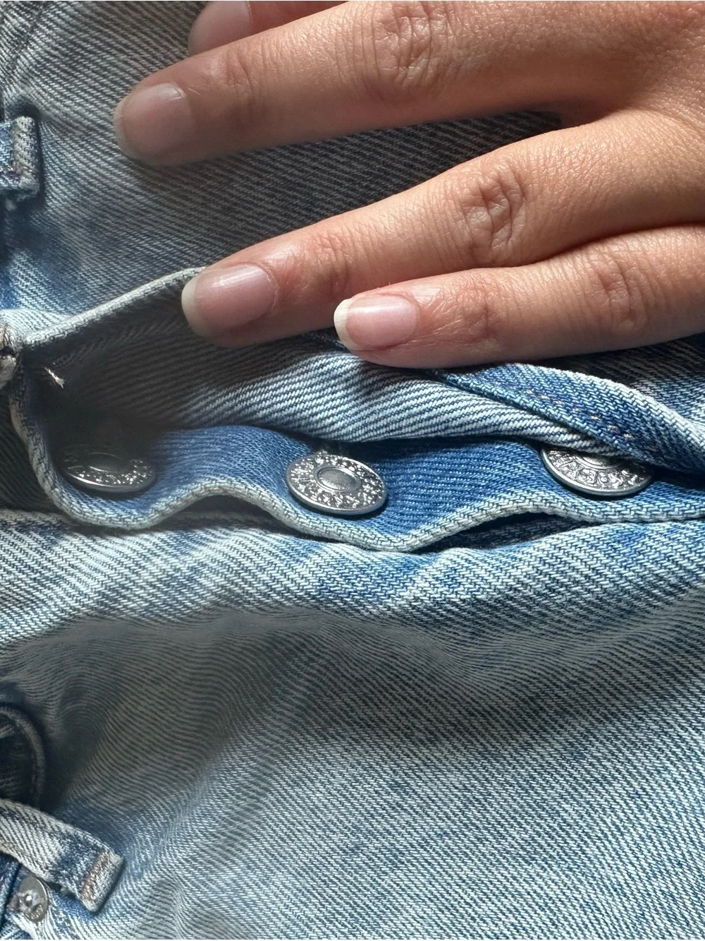 Express Light Blue Distressed Jean Shorts